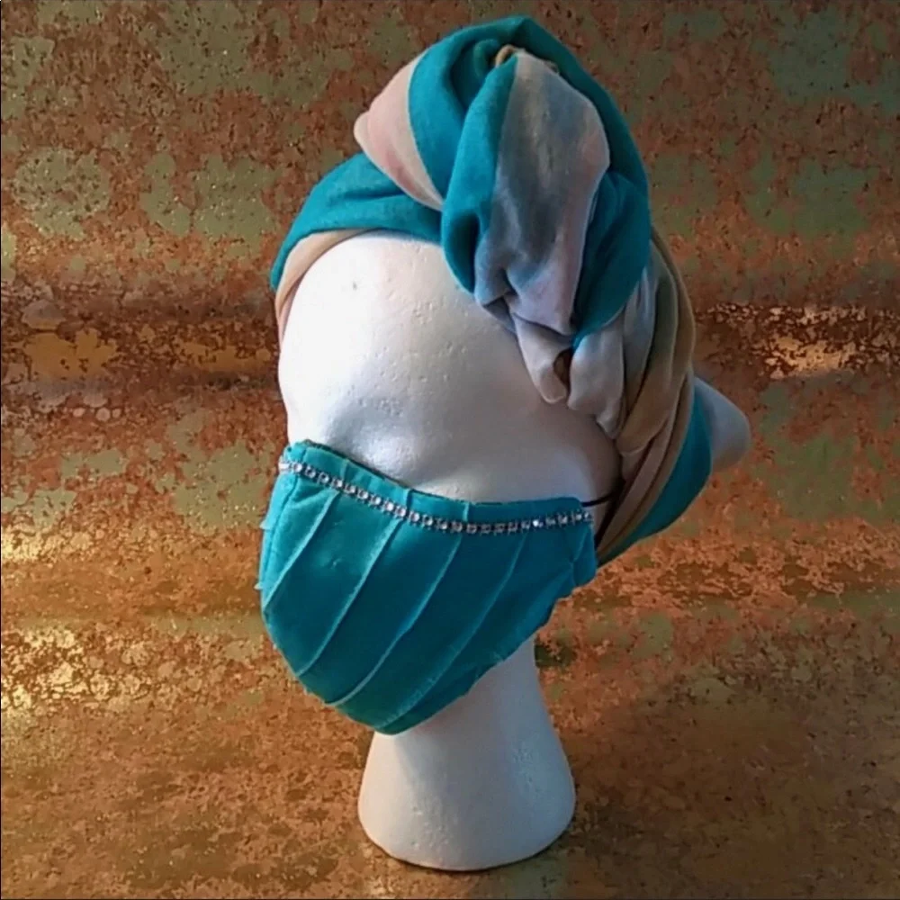 WOMEN’S “OCEAN WAVE” BLUE WITH RHINESTONE MASK